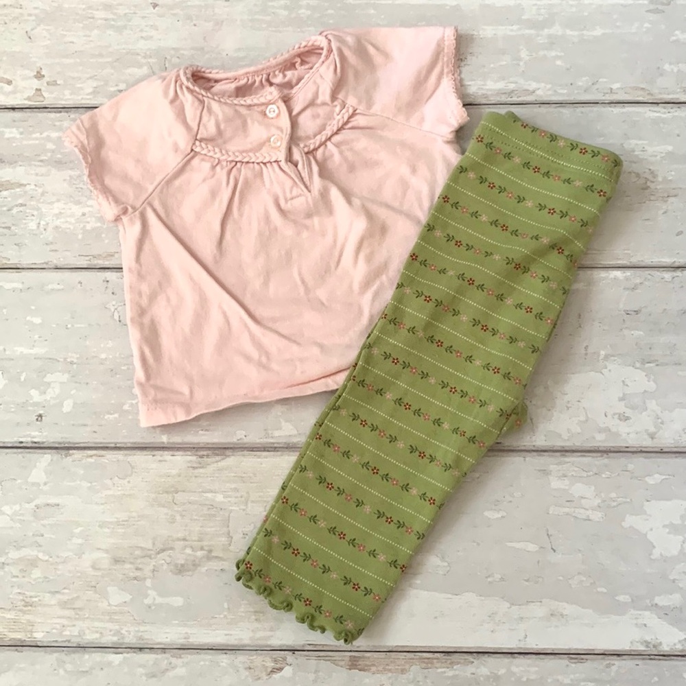 Gymboree 3-6m Baby Girl Outfit Greek Floral Pants Pink Shirt 3m 6m